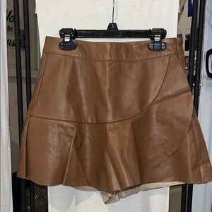 Brown Faux Leather Skirt